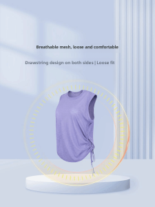 Running Sports Tank Top Sleeveless Drawstring Thin Summer Loose Quick Dry Yoga Fitness Short Sleeve Womens Upper Apparel