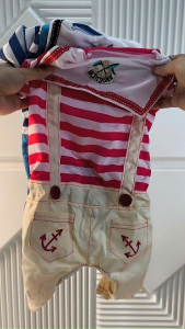 Baju Jumpsuit Anjing JJB Jangkar Bergaris Anti Gerah Candy Animal Clothing