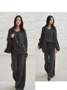 epoque de rueen | Casual Style Wool & Cashmere Sweater Elastic Waist Knit Trousers