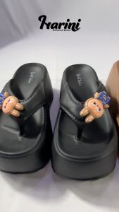 Sandal Wedges Labubu Jelly Platform Wanita 8cm Heels Jepit Murah Import Balance V258-A2