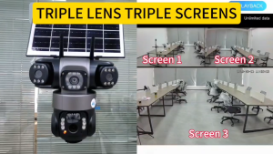 V380 Pro Solar 4G CCTV Camera WiFi Camera 15MP 3 Lens Outdoor Waterproof Night Vision Mobile Tracking Security