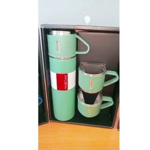 Termos Sultan Vacuum Flask Set 3 Cangkir Kopi Air Panas Tahan Lama 24 Jam Stainless Ori Kemasan Box