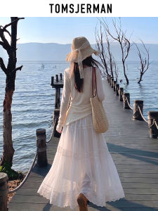 XINGJUSHE | New Style A-Line Large Swing Skirt Mid-Length Lace