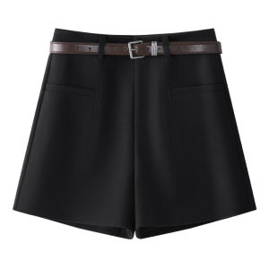 French Design Wool Blend Wide Leg Shorts