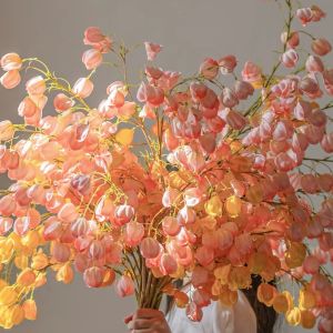 5Pcs Artificial Flower65cm Modern Boho Golden Rain Tree Pods Fake Lantern Flowers for Vase Arrangement Home Wedding Decor