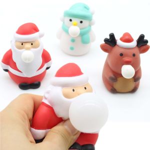 Christmas Squeeze Toy Stress Relief Knickknack Extrusion Pinch Blowing Bubble Toy Santa Claus Elk Snowman Cute Toy Kids Xmas Gift
