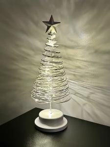 LED Christmas Tree Bedside LampDecorative Iron Art Table Light For Cozy Bedroom&Festive AtmosphereBattery-Powered Night Light