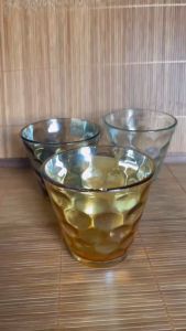 Merkon 6pcs Baso Colored Round Drinking Glass High Quality Cup Juice Glass Dessert Wine Glass 200ML Medium size Drink