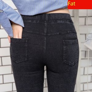 New Extra Large Size Jeans Women Extra Size Fat mm Thin Denim-like Trousers 200 Jin
