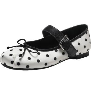 Belle | Dotted French Bow Mary Jane Flats