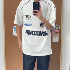 MaleVogue Korean fashion oversized T-shirt for men cotton aesthetic tshirts casual summer original loose shirt