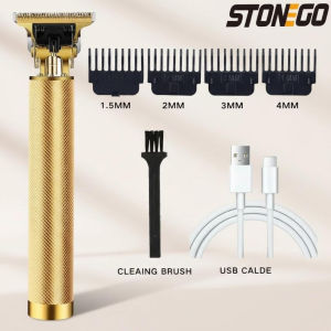 Rechargeable Cordless Hair Clipper Beard Trimmer Grooming Kit with T Blade Guide Comb for Men Home Salon Barber Use