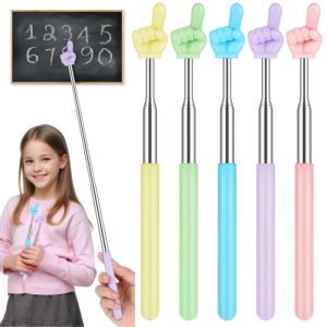 Retractable Teacher Pointer Stick for Kids Reading Stainless Steel Finger Pointer Stick for Parent-Child Reading School Supplies
