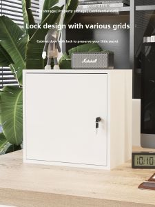 Office File Cabinet with Lock Small Storage Cabinet for Food Additives Lockable Wooden Modern Simple Style Single Door Drawer