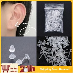 25/50Pairs Anti Allergy Transparent Ear Studs Plastic Ear Stud Silicone Replacement for Earring