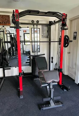 FREE SHIPPING! Multi Smith Machine Home Gym Power Cage Total Body Training System with Weights Stacks 180 Pounds