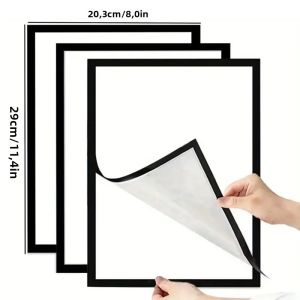 Bộ 3 Khung Ảnh Từ Tính Dán Tường Có Thể Tháo Rời Màu Đen Trắng Mờ Phong Cách Tối Giản Trang Trí Nhà Cửa Và Văn Phòng Dùng Để Treo Ảnh & Ghi Chú