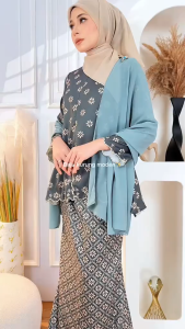 KM Karisma Baju Kurung Moden Muslimah Floral Printed Sulam [K8171]