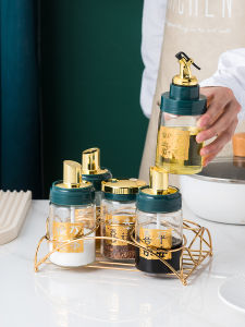 Luxury Glass Seasoning Bottle Set Kitchen Home Use Pepper Sauce Canister Spice Box Salt Jar Pepper Jar Oil Vinegar Bottle