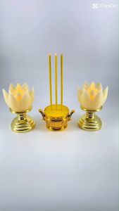 (พร้อมส่ง) ชุดธูปเทียน เชิงเทียนดอกบัวไฟฟ้า ชุดธูปเทียนดอกบัว LED เชิงเทียนดอกบัว พร้อมถ่าน ครบชุด สะดวก ปลอดภัย ใช้งานง่าย