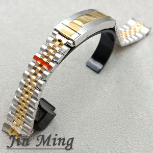 904L Solid Stainless Steel 20mm Wide Brushed & Polished Oyster Bracelet with Folding Buckle & Sliding Lock Silver Rose Black