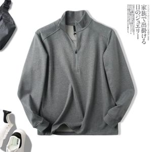 Designer Line! The Fabric Is Plaid! Autumn New Men City Half Zipped Stand Collar Pullover Sweater Coat