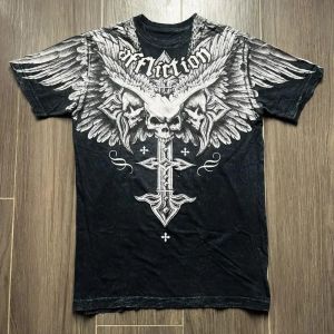 Fashionable mens summer personalized skull print soft and breathable round neck T-shirt outdoor street style top
