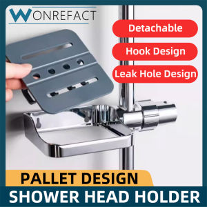 Adjustable Shower Head Holder With Tray Strong Load-Bearing Chrome Shower Rail Head Slider Holder Bracket