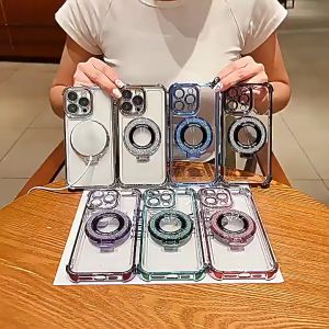 CrashStar Glitter Magnetic Magsafe Stand Airbag Anti-fall Electroplated Phone Case