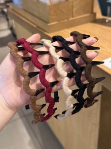 Womens Red Wave Hairband High Hairline Pressure Headband Face Wash Hair Clip Fashionable Korean Style Hair Accessories