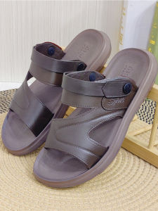 Mens Outdoor Two-Way Wearable Water-Soluble Stream Shoes Leather Slippers 2025 New Anti-Slip Water-Driving Suitable Beach Shoes