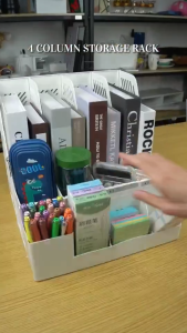 4 Column File Data Storage Rack PP Material Multi-functional Books Pencil Sundries Storage Rack Office Stationery