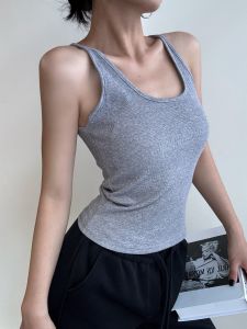 Áo Ba Lỗ Nữ Dáng Rộng Thoải Mái Có Đệm Ngực Cổ Chữ T Phong Cách Công Sở Mùa Thu 2025 Chất Liệu Khác Dài Thường