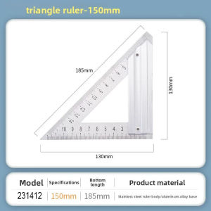 WEELEE Triangle Angle Ruler Metric Aluminum Alloy Angle Protractor Triangular Measuring Ruler Woodwork Speed Square Triangle