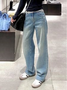 YUFUQING | Retro American Hong Kong Style Light Color Straight Leg Jeans Loose Fit Womens Denim Pants Spring Autumn New Arrival