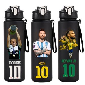 Bandai | 750ml Straw Water Cup Messi Ronaldo Water Bottle Portable Fitness Drink Bottle Kettle Travel Office Jugs Fans Gifts