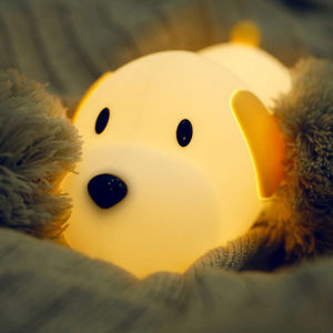 Silicone Dog LED Night Light Touch Sensor Color Adjustable Timer USB Rechargeable Bedside Night Light Kids Baby Toy Gift
