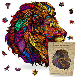 Crafthub Lion - Elegant and Intricate Puzzle for Lion and Nature Lovers High Quality Wooden Jigsaw Puzzle Board Game for kids and adult