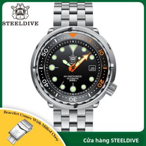 Đồng Hồ Lặn Nam Steeldive SD1975C 475mm Viền Gốm Hai Màu Thép Không Gỉ Chống Nước 300m Đồng Hồ Thể Thao Lặn Chuyển Động NH35