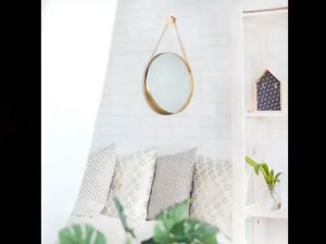 Decorative Hanging Wall Mirror with Metal Frame for Bathroom Bedroom and Living Room