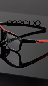 Seeouo Kacamata Sport Style Glasses Bisa Minus Bentuk Kotak TR90+Silicone Ringan Lentur Lari Berspeda Padel Plano Lens 202