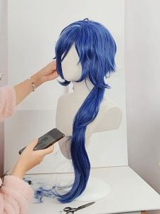 Wig Kaeya Cosplay Genshin Impact 80cm Rambut Biru Panjang Dewasa/Anak-Anak Dapat Menggunakannya