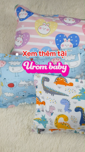 [HỎA TỐC] Gối trẻ em 30x50 40x60 ruột bông gòn microfiber mềm êm vỏ cotton thấm hút họa tiết dễ thương cho bé đi học Urombaby GGLC
