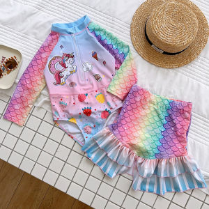New Arrival Kids Swimsuit Womens One-Piece Sunscreen Swimwear Separates Mermaid Skirt Small Medium Large Girl Long Sleeves Swimsuit