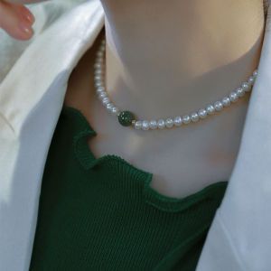 Natural Bright Cats Eye Stone Freshwater Pearl Necklace