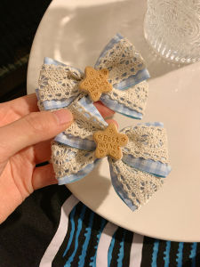 Star Blue Lace Hair Clip for Women and Girls Japanese and South Korean Style Duckbill Clip Side Hairpin Fashion Accessory