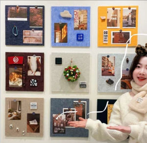 YESPERY Colorful Felt Board with 4 Push Pins Photo Display Wall Memphis Style Picture Pin Board Self-Adhesive Color Block Felt Board Puzzle 30x30cm