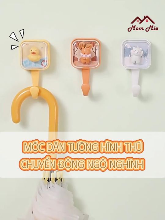 [1 MÓC] Móc dán tường hình thú chuyển động ngộ nghĩnh, móc dán tường ...