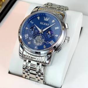 OLEVS | Đồng Hồ Nam OLEVS 2856 Cao Cấp Máy Quartz Chống Nước Kim Dạ Quang Mặt Số Kim Cương Dây Thép Không Gỉ Hiển Thị Số La Mã Chống Sốc
