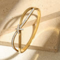 Luxury Unique Double Crystal Nail Head Cross Stainless Steel Bracelet For Woman Gold Color Love Wedding Gift Bangle Jewelry. 